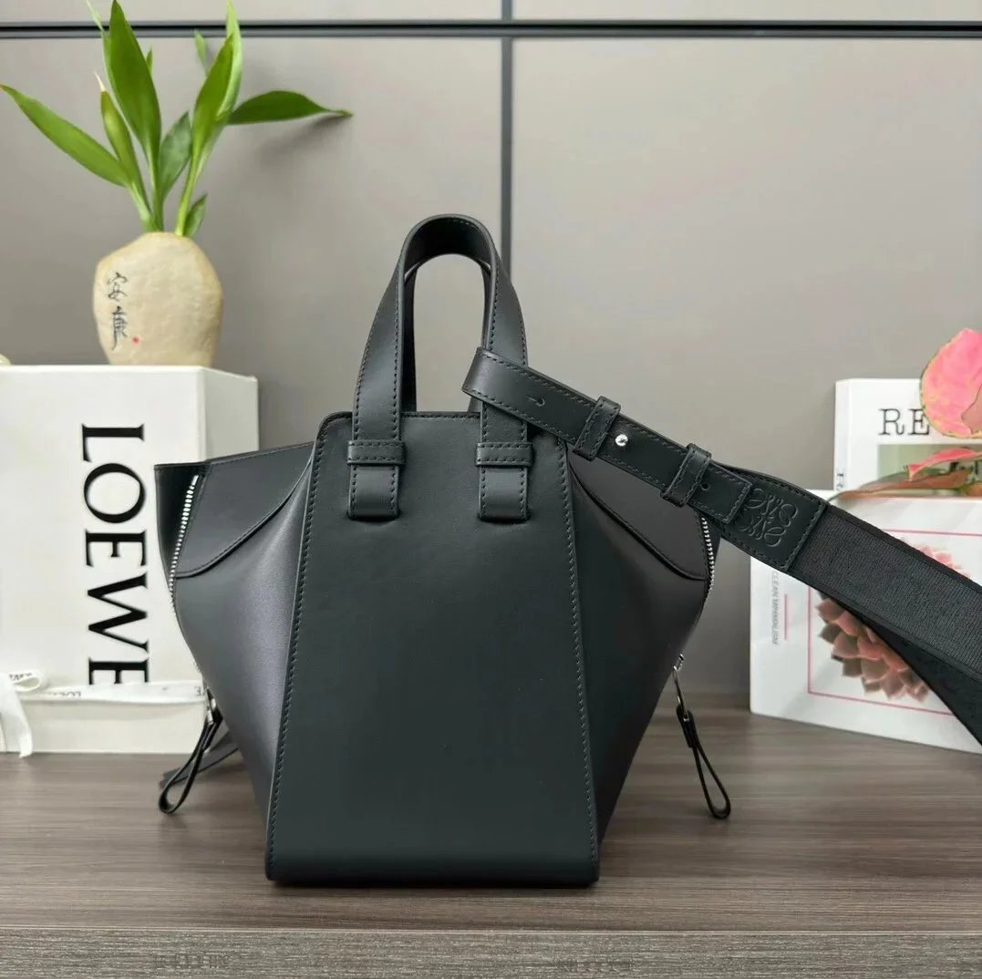 LOEWE Women's Bag Top version 【Super Original Leather】2023Latest Hammock Bag Small Size Satin Cow Leather PuzzleEdge Handbag New Size Hammock Embroidered Wide Shoulder Strap Hammock Bag Small Size24cm Shopping Bag Mummy Bag Vegetable Basket Bag Handbag Me