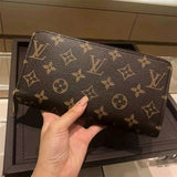 Louis Vuitton LV Bag Classic Black Flower Men's Long Fold Wallet Wallet Female Short Card Holder Hand Holding