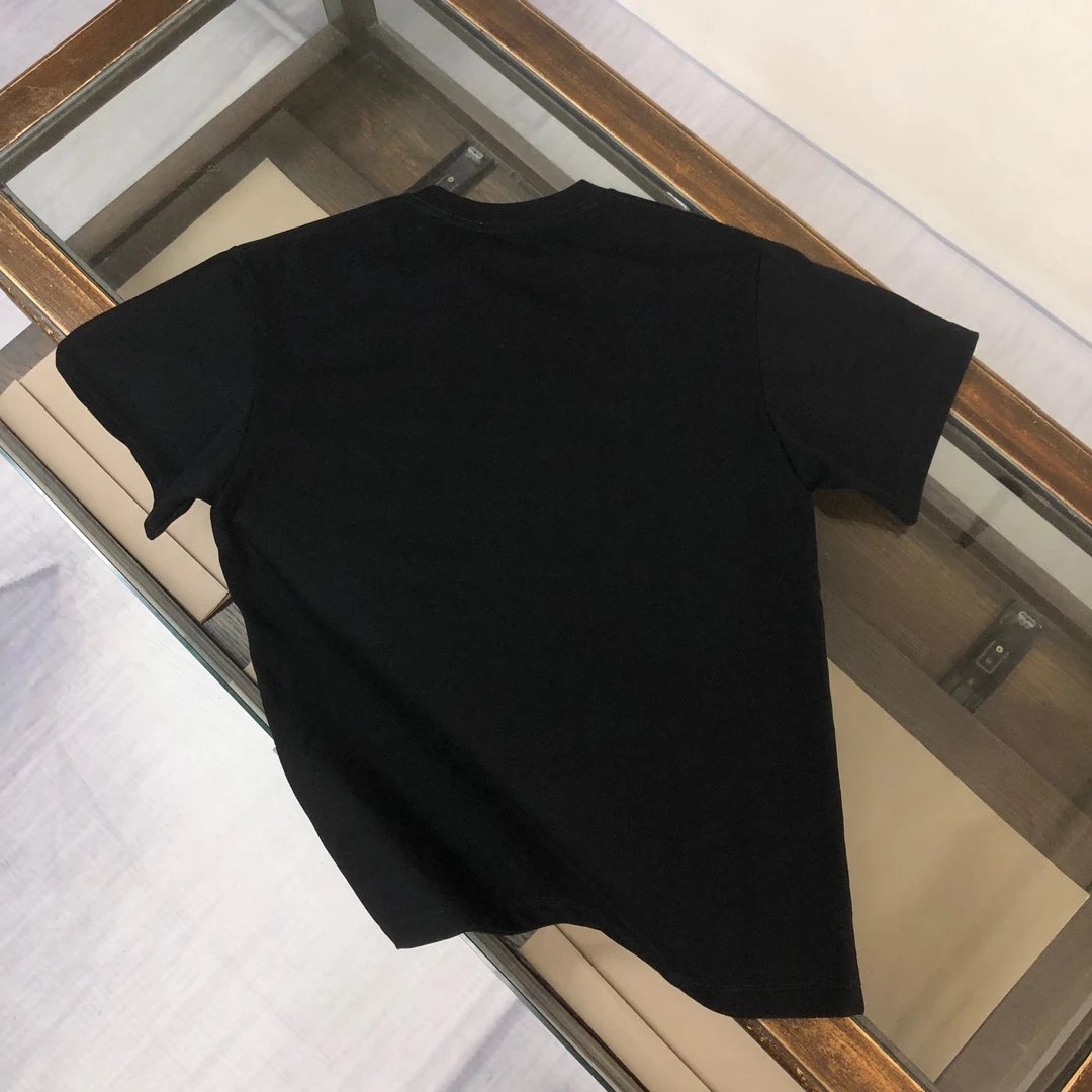 LOEWE T-shirt Floral Letter Print on the Chest logo round Neck Short Sleeve25ss New Pure Cotton Unisex Style T Casual T-Shirt Base Layer Shirt OS Loose Fit Half Sleeve Top Plus Size