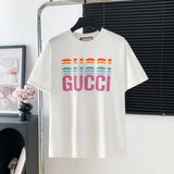 Gucci T-shirt Colorful Print on the Chest Logo Logo Crew Neck Short Sleeve25ss New pure cotton T Unisex T-Shirt OS Loose Fit Base Shirt Top Half Sleeve T-Shirt
