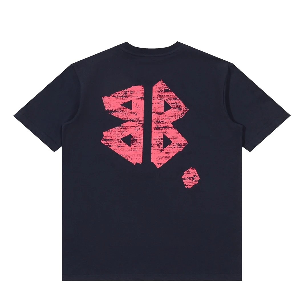 Balenciaga T-shirt Front and Back Crayon Letter Print logo round Neck Short Sleeve25ss New Pure Cotton Unisex Style T T-shirt OS Loose Fit Base Shirt Half Sleeve T-Shirt Top Half Sleeve