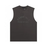 ESSENTIALS T-shirt Top Version American Couple20Double Line Letter Silicone Vest Bottoming Shirt Fashion