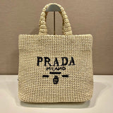 PRADA Bag Top version Original Order Latest Fiber Tote Bag European and American Fashion Large Capacity Totes Middle Ancient Women's Woven Shopping Bag Casual Straw Handbag Shoulder Bag Messenger Bag Women's Bag Women's Bag1BG408