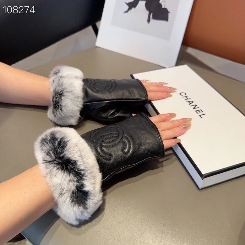 Chanel Gloves Short Autumn and Winter Rex Rabbit Wool Gloves Worth Comparing the Same Style with Different Quality，Imported First Grade Sheepskin➕Lazy Rabbit Fur Brushed Lining Classic but Not Current