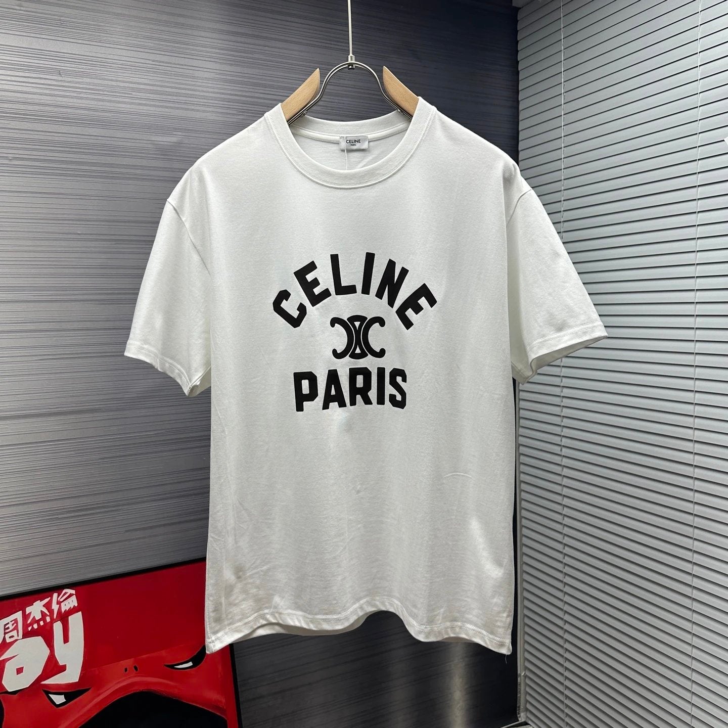 Celine T-shirt Chest Letter Print logo round Neck Short Sleeve25ss New Pure Cotton Unisex Style T T-shirt OS Loose Fit Base Shirt Top Half Sleeve T-Shirt