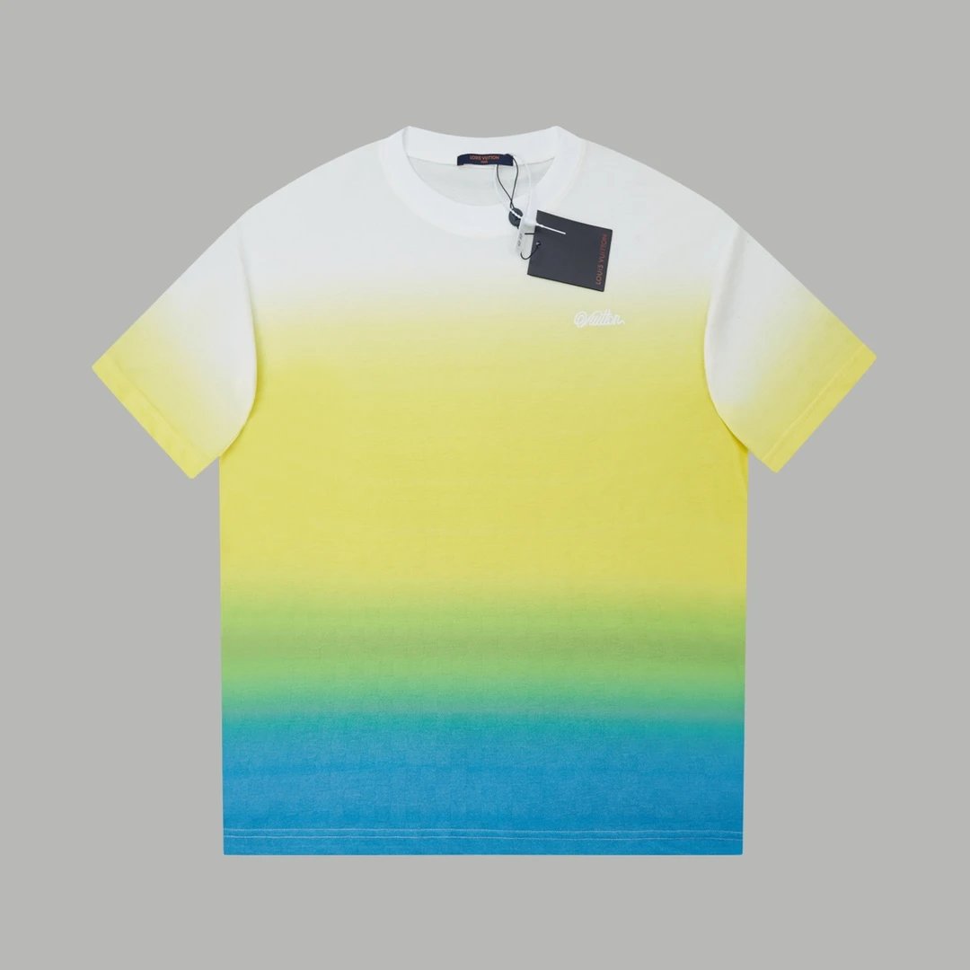 Louis Vuitton LV T-shirt Full-body Checkerboard Jacquard Print logo round Neck Short Sleeve25ss New Pure Cotton Unisex Style T Casual T-Shirt Base Layer Shirt OS Loose Fit Half Sleeve Top Plus Size