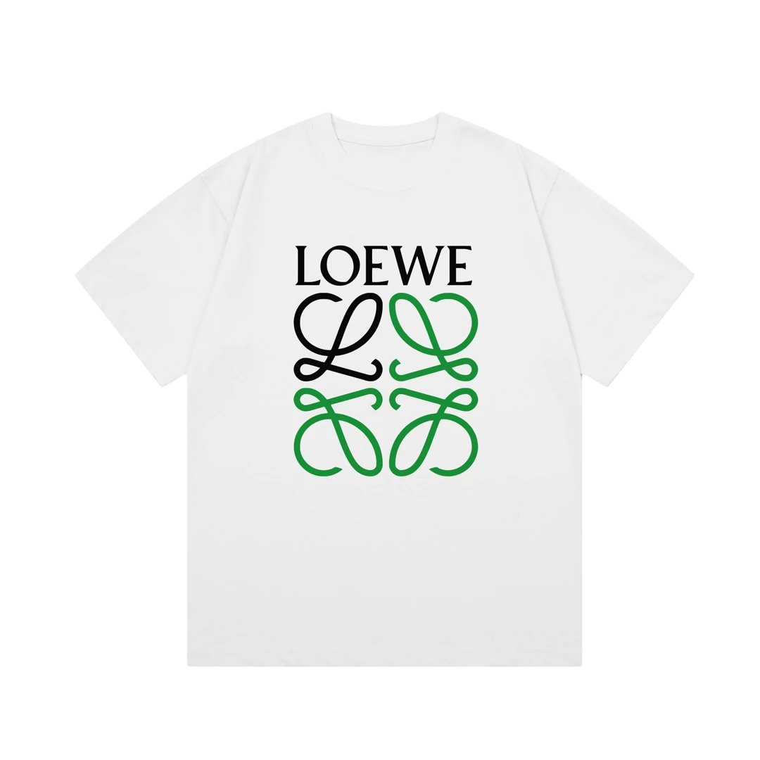 LOEWE T-shirt Color-Block Letter Direct Print Logo round Neck Short Sleeve25ss New Pure Cotton Unisex Style T T-shirt OS Loose Fit Base Shirt Short Sleeve Top T-Shirt