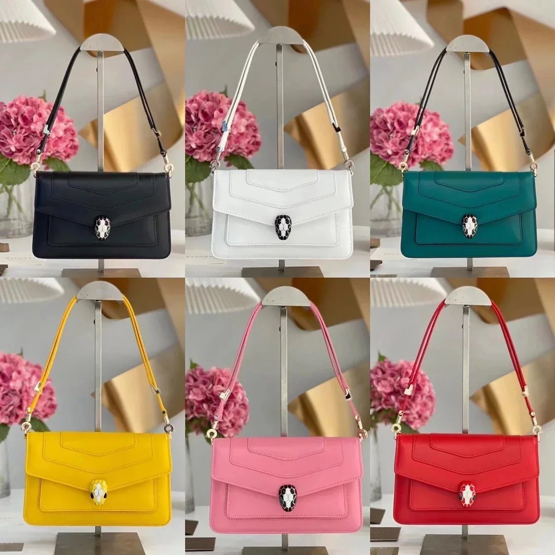 BVLGARI Bag Top version 【Original Factory】New Underarm Bag Bag Decorated with a Snake's Head2022Summer Latest Popular Flap Bag Messenger Bag Shoulder Bag New Women's Bag