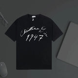 Dior T-shirt Chest Number and Letter Print logo round Neck Short Sleeve25ss New Pure Cotton Unisex Style T T-shirt OS Loose Fit Base Shirt Half Sleeve T-Shirt Top Half Sleeve