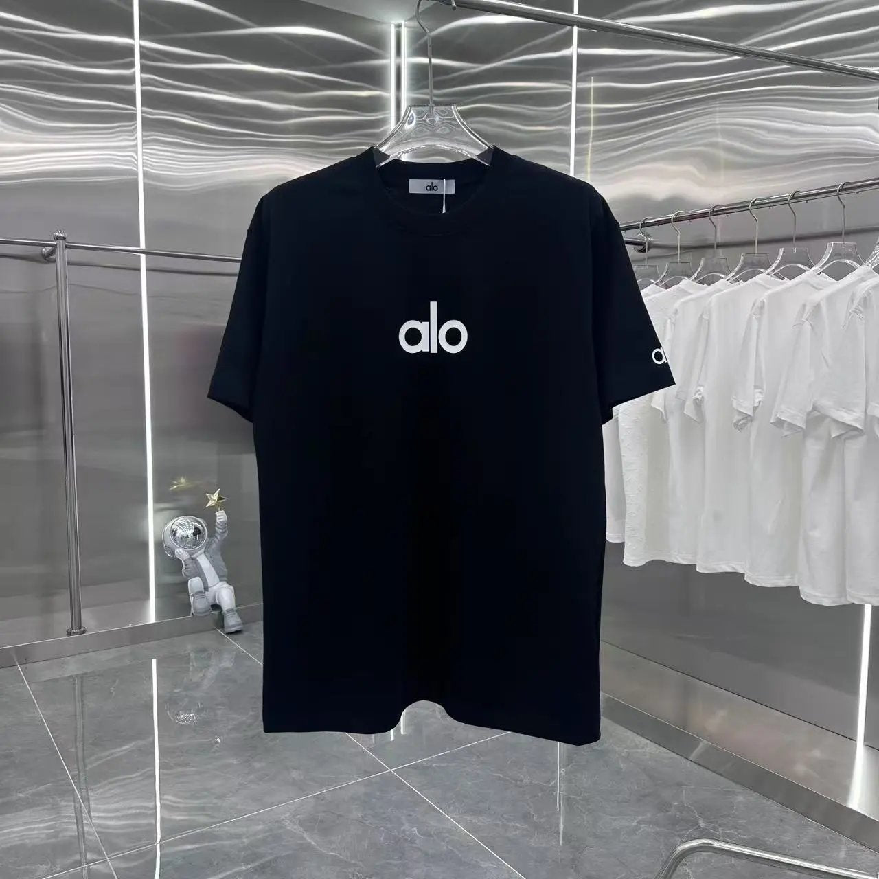 Alo Yoga T-shirt Chest Small Letter Print logo round Neck Short Sleeve25ss New pure cotton T Unisex T-Shirt OS Loose Fit Base Shirt Top Half Sleeve T-Shirt