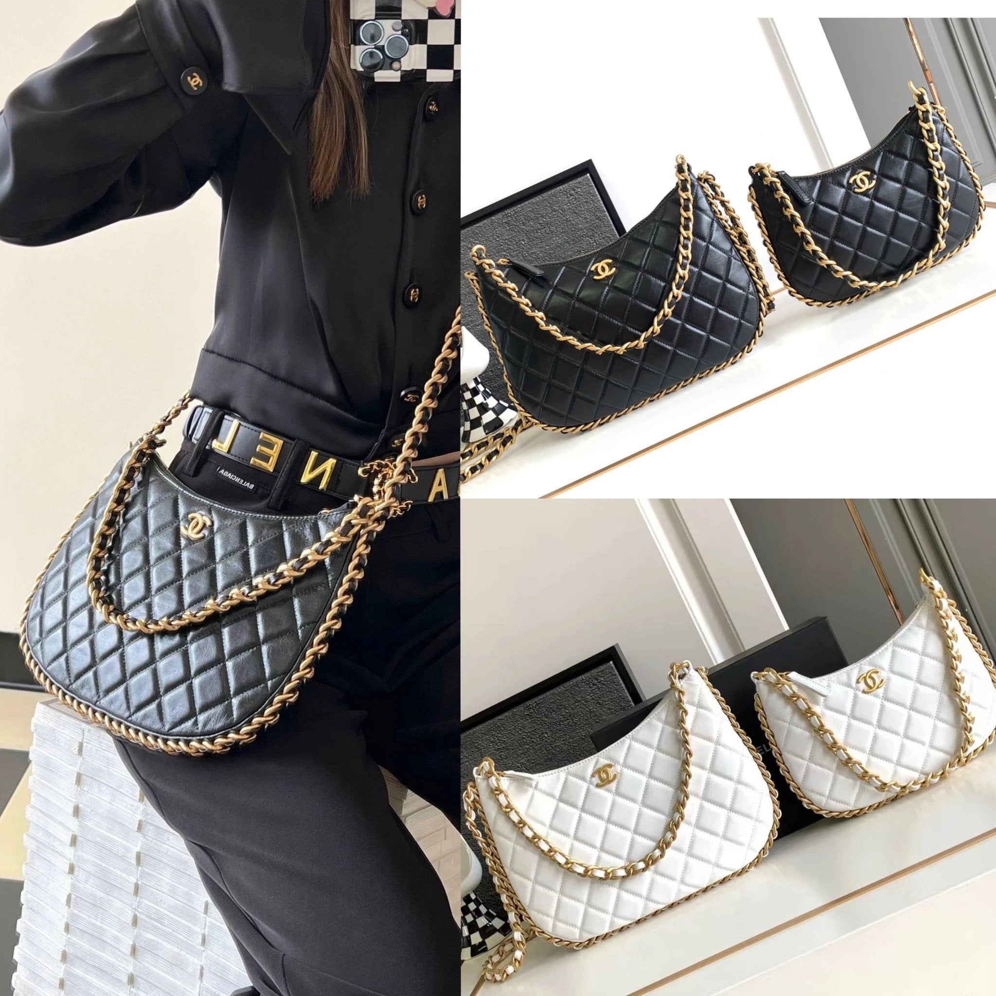 Chanel Women's Bag Top version 【Platinum Edition Premium Original Factory】23B New Products hobo Underarm Bag Hippie Bag Hobo Bag hobo Chain Underarm Shoulder Bag New Women's Bag