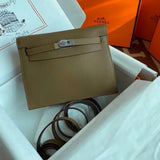Hermes women's bag Top version 【H Handmade】Women's Bag KellyDanSe22cmevercolor Leather Imported Beeswax Thread Clutch Backpack Waist Bag Shoulder Messenger Bag Gold and Silver Buckle