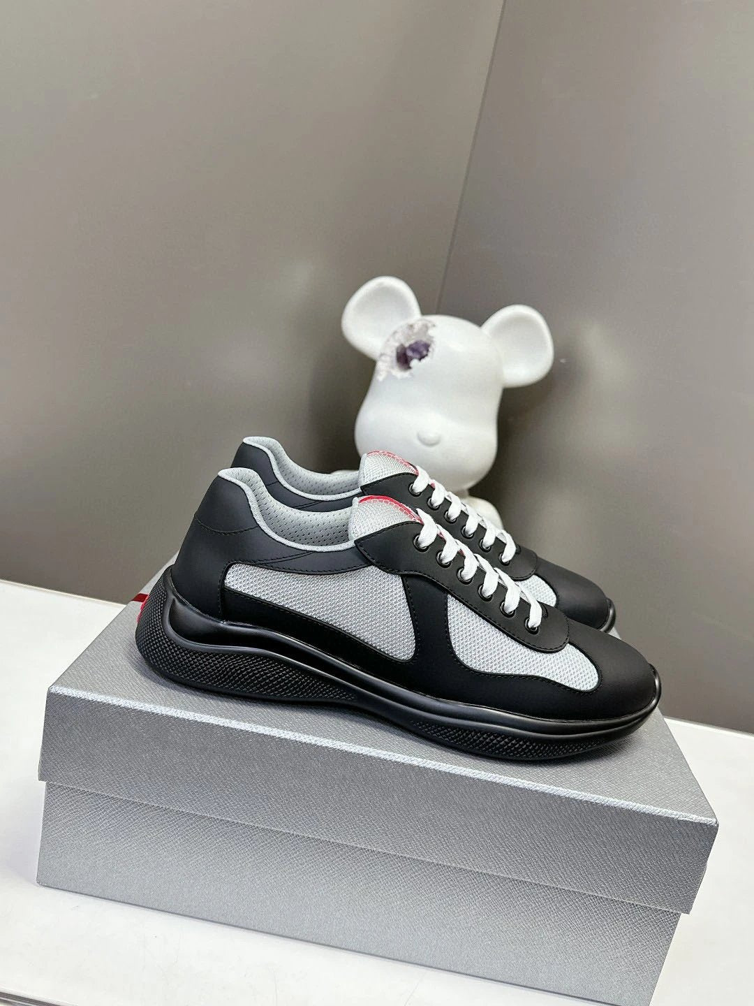 PRADA Shoes 2024New Mesh Stitching Breathable Couple Genuine Leather Sneaker