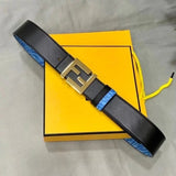 FENDI Belt Top version 【New products in stock】Belt Men's Casual Business First Layer Cowhide Men's Fashion Pants Belt4cm Double-Sided Available