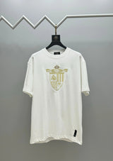 FENDI T-shirt Double-breasted F Shield Embroidery logo round Neck Short Sleeve25ss New pure cotton T Unisex T-Shirt OS Loose Fit Base Shirt Top Half Sleeve T-Shirt