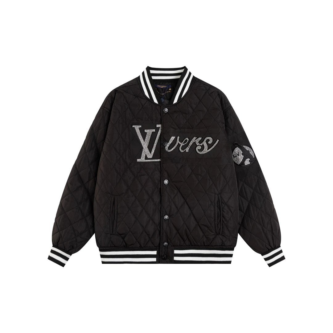 Louis Vuitton LV Jackets Embroidered Baseball Jacket Cotton Coat Unisex Jacket Casual Loose Fit Versatile Winter Warm Sports Jacket