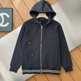 PRADA Hoodie Minimalist Embroidered Cotton Zipper Hoodie Sweatshirt Unisex Sports Casual OS Loose fit versatile style