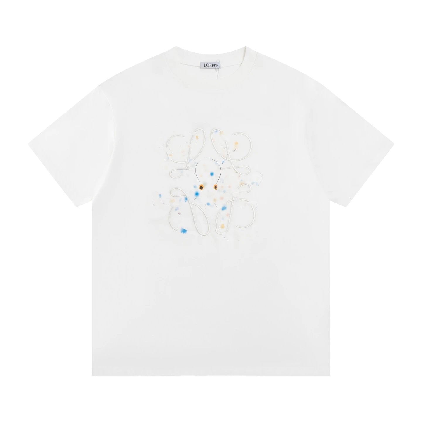 LOEWE T-shirt Octopus Print on the Chest logo round Neck Short Sleeve25ss New Pure Cotton Unisex Style T T-shirt OS Loose Fit Base Shirt Top Half Sleeve T-Shirt