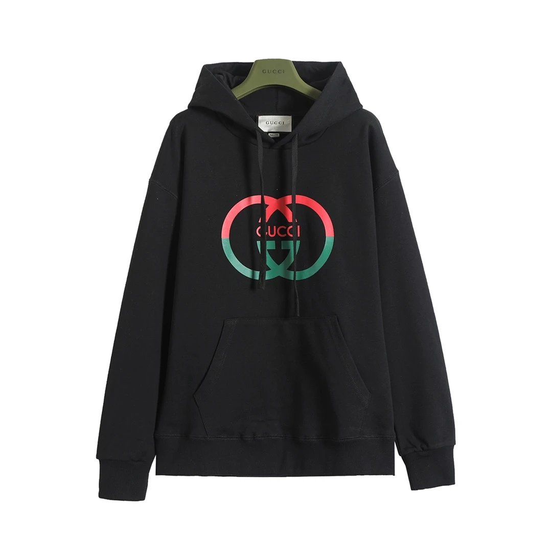 Gucci Hoodie 24FW Red and Green Double G Printed Hooded Sweatshirt Jacket Unisex