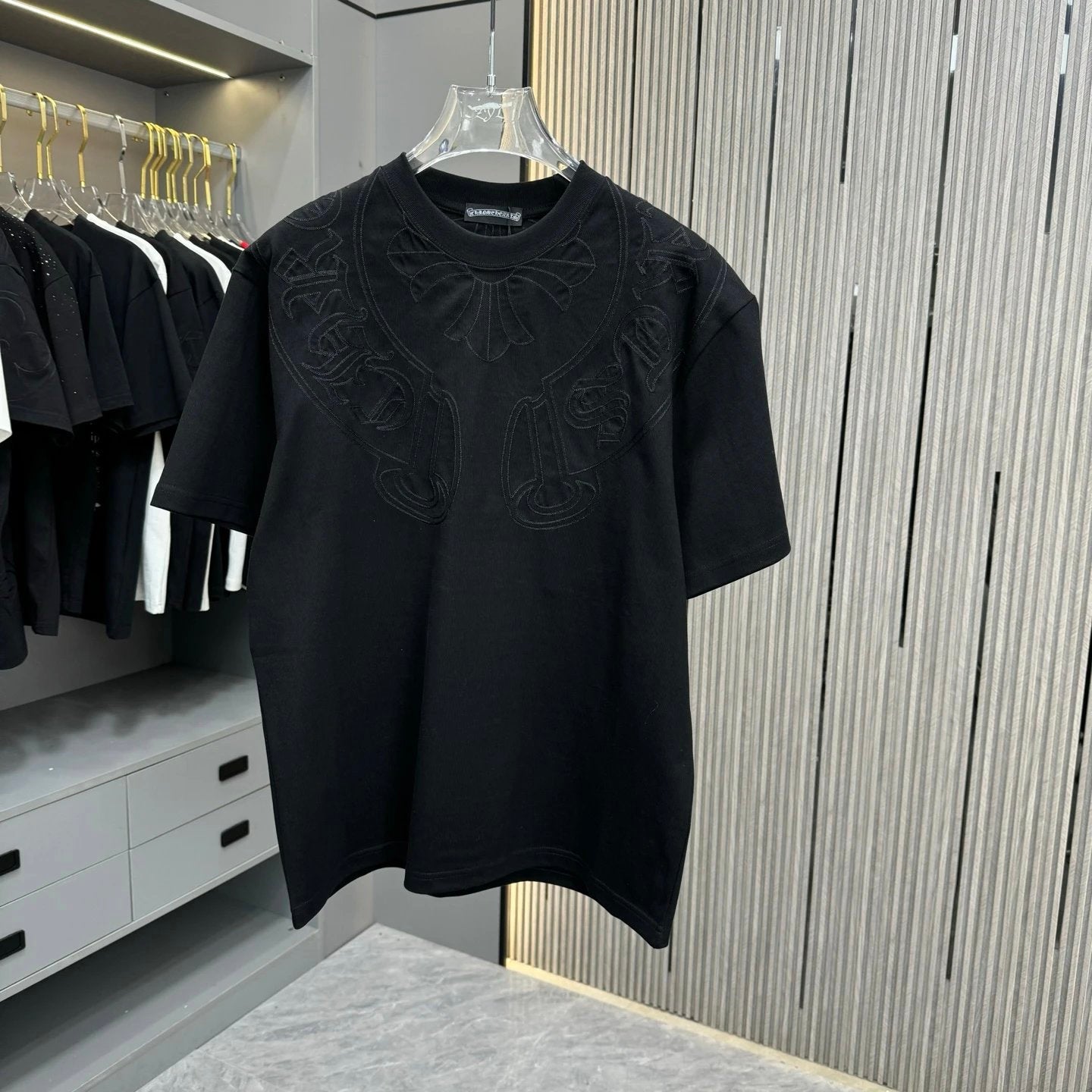 Chrome Hearts T-shirt Horseshoe Embroidery logo round Neck Short Sleeve25ss New pure cotton T Unisex T-Shirt OS Loose Fit Base Shirt Top Half Sleeve T-Shirt