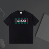 Gucci T-shirt Chest Large and Small Overlapping Letter Print logo round Neck Short Sleeve25ss New Pure Cotton Unisex Style T T-shirt OS Loose Fit Base Shirt Half Sleeve T-Shirt Top Half Sleeve