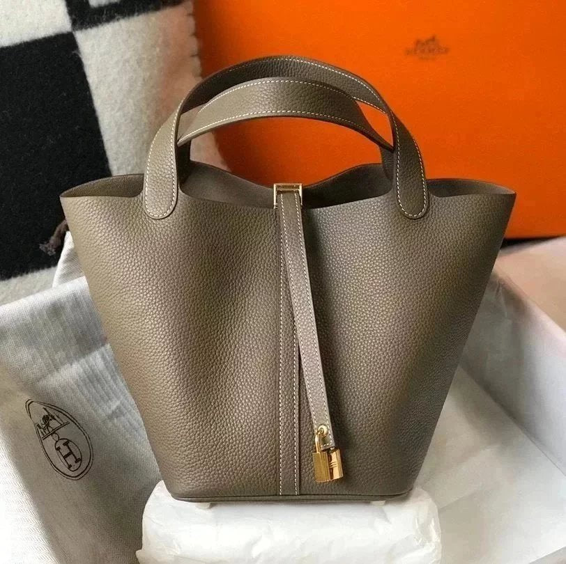 Hermes women's bag Top version Women's Bag21New Handmade picotin Bucket Bag1822Vegetable Basket Bucket Bag Handbag