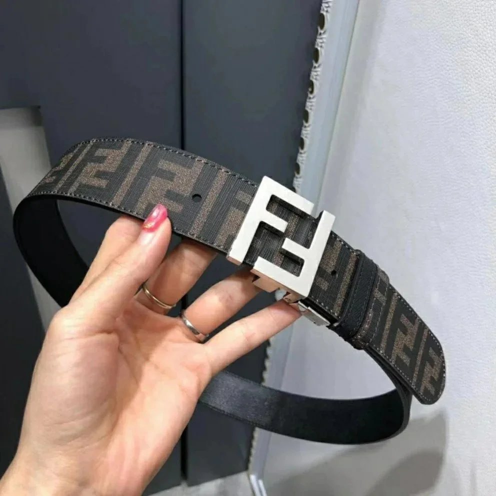 FENDI Belt Top version New European Station Monster Belt Women's Belt Genuine Leather Pure Cowhide Double-Sided Available Trendy Wild Casual Men's and Women's Belt