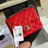 Chanel Women's Bag Top version Original Leather Surrogate Shopping Version New Bag Ch@ne1CF Fat Fang1115mini17cm Caviar Ball Grain Cowhide CF Sheepskin Mini Small Sized Flap Bag Shoulder Crossbody Chain Bag Lambskin Original Leather