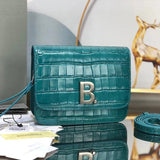 Balenciaga Bag Top version 【Level Surrogate Shopping】Square bag Box Bag Stewardess Bag Crossbody Women's Bag File Holder Small Square Bag Crocodile Pattern Cowhide