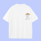 Louis Vuitton LV T-shirt Hand-drawn Rainbow on Chest logo round Neck Short Sleeve25ss New pure cotton T Unisex T-Shirt OS Drop Shoulder Loose Fit Base Shirt Top T-Shirt Short Sleeve