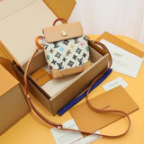 Louis Vuitton LV Backpack Top version 【Super MB Chip Version Original Leather】2024New White Color Messenger Bag New M83429White Color NanoSteamerTYler Joint Name Small Bookbag Handbag Shoulder Bag Messenger Bag Handbag Casual Bag Women's Bag