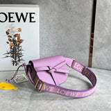 LOEWE Women's Bag Top version 【Counter Version Original Leather】Send a Full Set of Packaging Loew New Mini Letter Wide Shoulder Strap Saddle Bag GateDual Saddle Bag Women's Bag Retro Horseshoe Bag