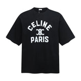 Celine T-shirt Front Triumphal Arch Print logo round Neck Short Sleeve25ss New Pure Cotton Unisex Style T T-shirt OS Loose Fit Base Shirt Short Sleeve Top T-Shirt