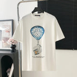 Louis Vuitton LV T-shirt Balloon House Print on the Chest logo round Neck Short Sleeve25ss New pure cotton T Unisex T-Shirt OS Loose Fit Base Shirt Top Half Sleeve T-Shirt