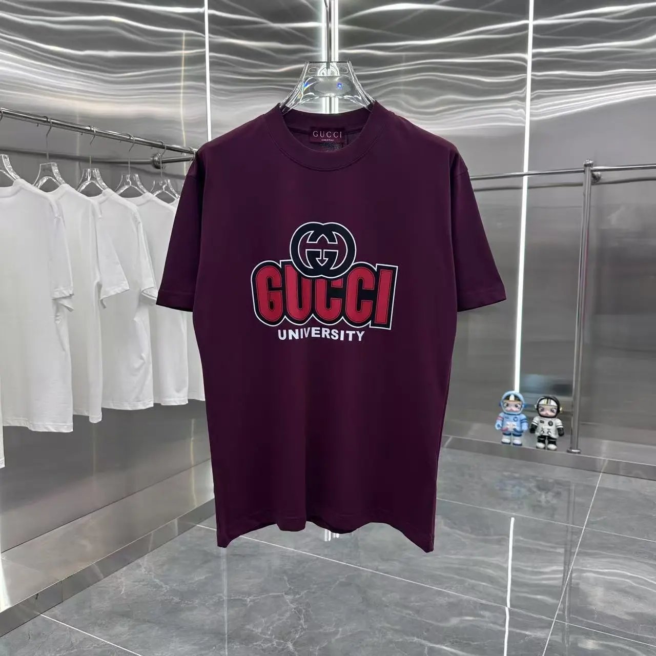 Gucci T-shirt Double-breasted G Large Printing logo round Neck Short Sleeve25ss New Pure Cotton Unisex Style T Casual T-Shirt Base Layer Shirt OS Loose Fit Half Sleeve Top Plus Size