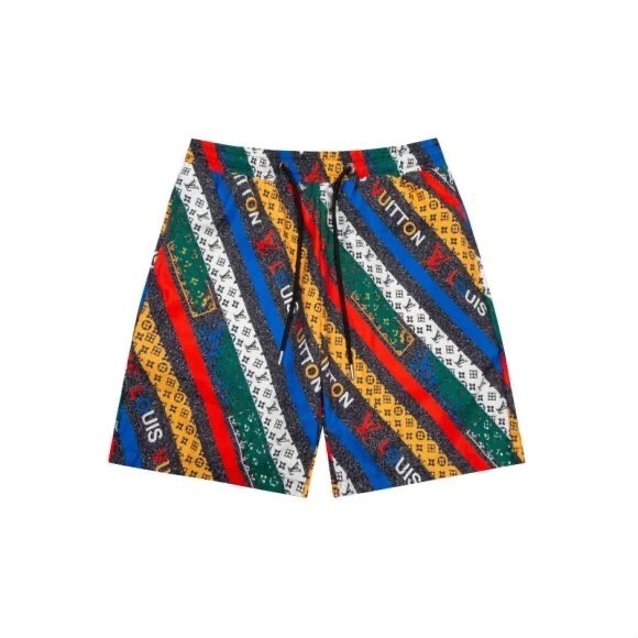 Louis Vuitton LV Shorts Full Print Striped Rainbow Beach Shorts Five-Point Shorts os Loose Quick-Dry Unisex Casual Trendy Brand Big Shorts25ss New Product5Pants