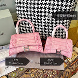 Balenciaga Bag Top version 【Level Surrogate Shopping】Hourglass Bag ahourglass Hourglass Bag Crocodile Leather Litchi Grain Cowhide XS No. S Women's Crossbody Bag