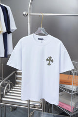 Chrome Hearts T-shirt 25SS Early Spring New Style Horseshoe Flocking Thick Version Rhinestone Round Neck Short Sleeve Pure Cotton Unisex T T-shirt OS Loose Fit Base Shirt Short Sleeve Top T-Shirt