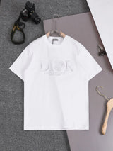 Dior T-shirt 3D Embroidery logo round Neck Short Sleeve25ss New Pure Cotton Unisex Style T Casual T-Shirt Base Layer Shirt OS Loose design