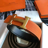 Hermes Belt Top version New High Quality Belt Men's First Layer Cowhide Double-Sided h Buckle Business Casual Belt