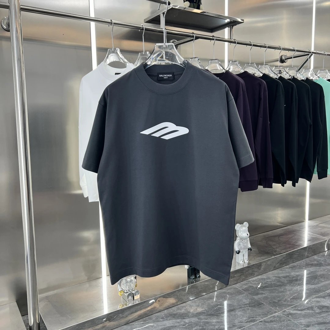 Balenciaga T-shirt Three-Dimensional Silicone M Round Neck Short Sleeve Pure Cotton Unisex T Shirt Bottoming Shirt OS Loose Fit T-Shirt