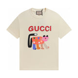 Gucci T-shirt Cartoon Cat Print on the Chest logo round Neck Short Sleeve25ss New pure cotton T Unisex T-Shirt OS Loose Fit Base Shirt Top Half Sleeve T-Shirt