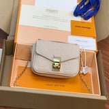 Louis Vuitton LV Women's Bag Top version 【Super Original Leather】Micrometis Mini Messenger Bag Presbyopic Leather Patchwork Mini Chain Small Mailman Bag Shoulder Messenger Bag M81267M81389M81390