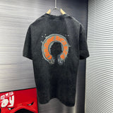 Chrome Hearts T-shirt Back with Horse Hoof Print logo round Neck Short Sleeve25ss New Pure Cotton Unisex Style T Casual T-Shirt Base Layer Shirt OS Loose Fit Half Sleeve Top Plus Size