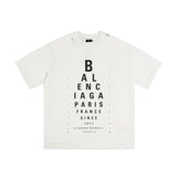 Balenciaga T-shirt Alphabet Vision Chart Printed with Holes T T-shirt os Drop Shoulder Loose Fit Unisex T-Shirt