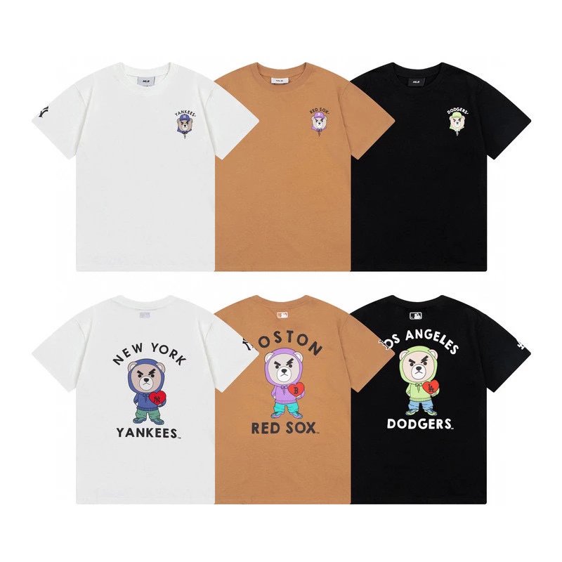 MLB T-shirt Top Version&Men and Women T T-shirt Retro Presbyopic Full Printed Short Sleeve Couple Sports Loose Casual Embroidery Half Sleeve T-shirt Fashion