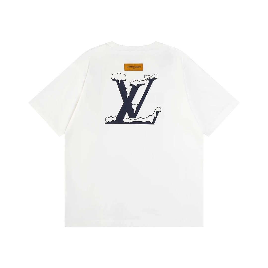Louis Vuitton LV T-shirt Snow Mountain Snow Top Letter Print on Chest logo round Neck Short Sleeve25ss New Pure Cotton Unisex Style T T-shirt OS Loose Fit Base Shirt Top Half Sleeve T-Shirt