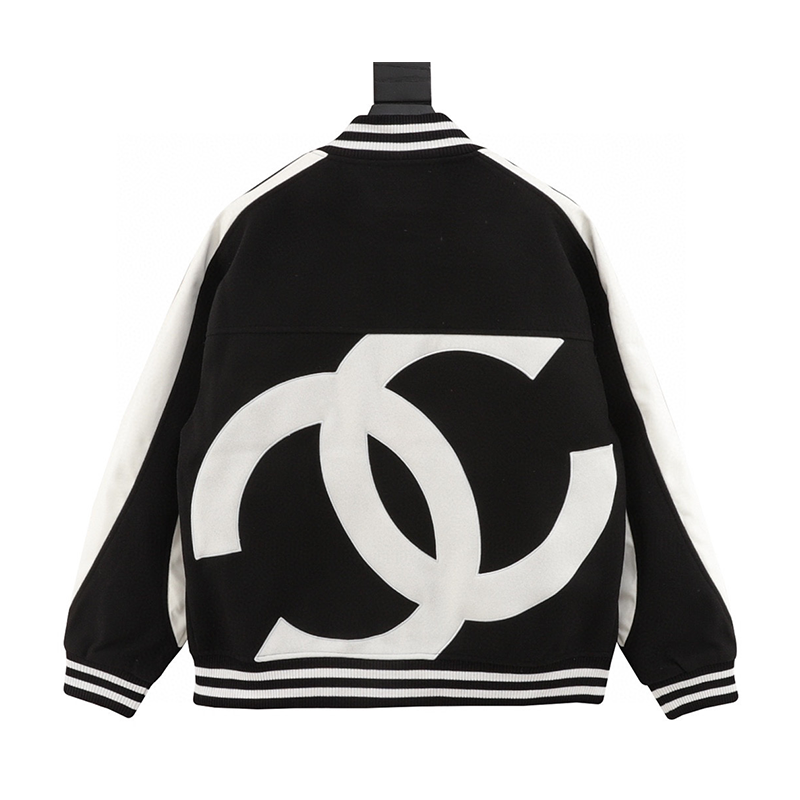 Chanel Jackets Stitching Embroidered Baseball Uniform Jacket Coat for Men and Women