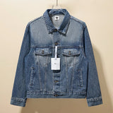 Dior Jackets Back Letter Towel Denim Jacket Fashion Simple Heavy Casual Unisex Washed Vintage Turn-down Collar Jacket