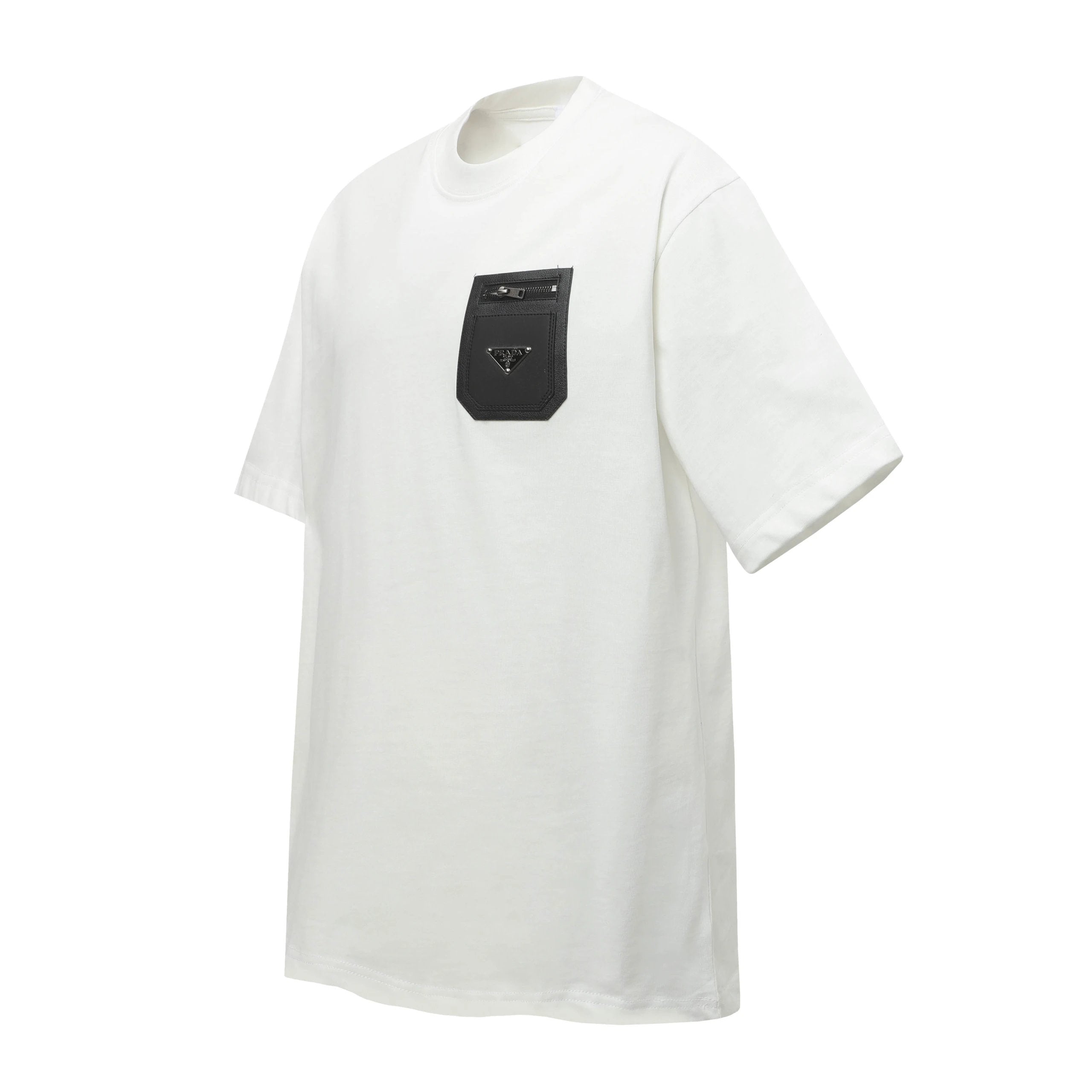 PRADA T-shirt Chest Pocket Triangle Logo logo round Neck Short Sleeve25ss New Pure Cotton Unisex Style T Casual T-Shirt Base Layer Shirt OS Loose Fit Half Sleeve Top Plus Size